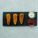Veganistische gepaneerde goujons